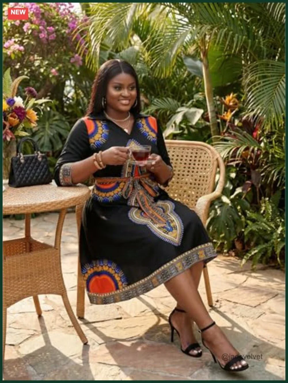 Plus Size Midi Dress Flutter Sleeve Wrap V-Neck A-Line with Pockets and Belt